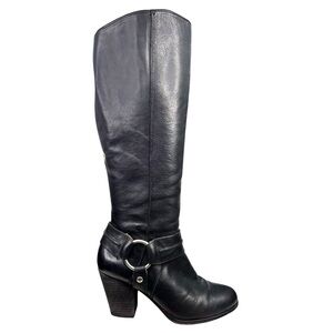 Frye Essa Black Leather Heeled Riding Boots size 6 women’s